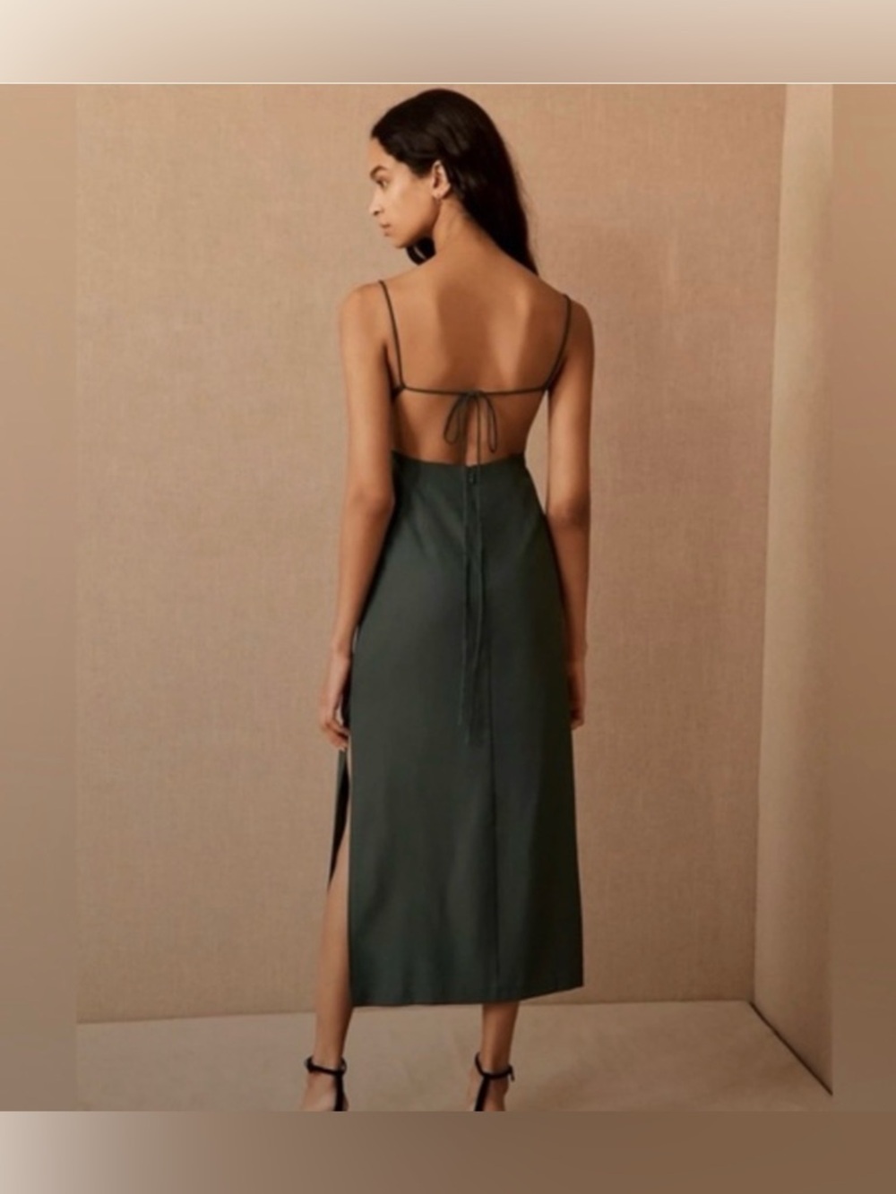 BHLDN 'Gavin' dress dark olive midi size 6 - Picture 2 of 9